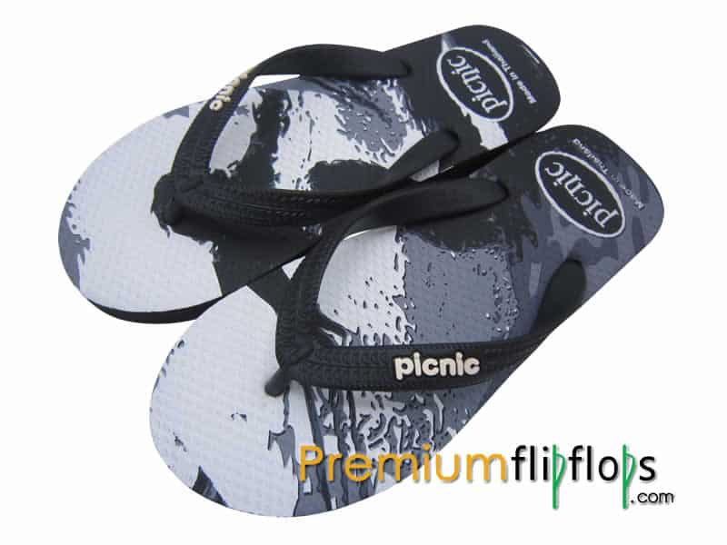 I-Sea Surfing Picnic Screen Print Natural Rubber Slippers -Mnyama
