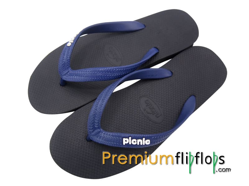 Jet Black Picnic Logo Embossed Slick Series Natural Rubber Flip