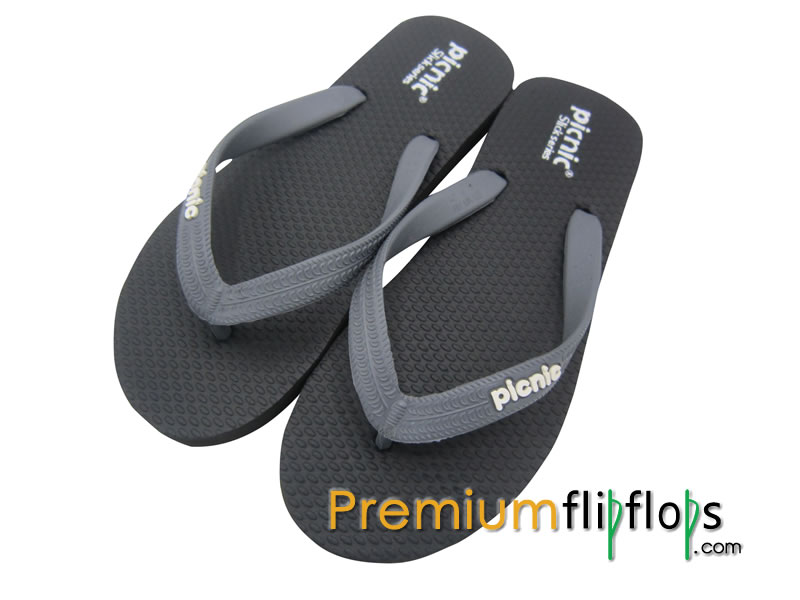 Bold Black Picnic Slick Series Natural Rubber Flip-flops 