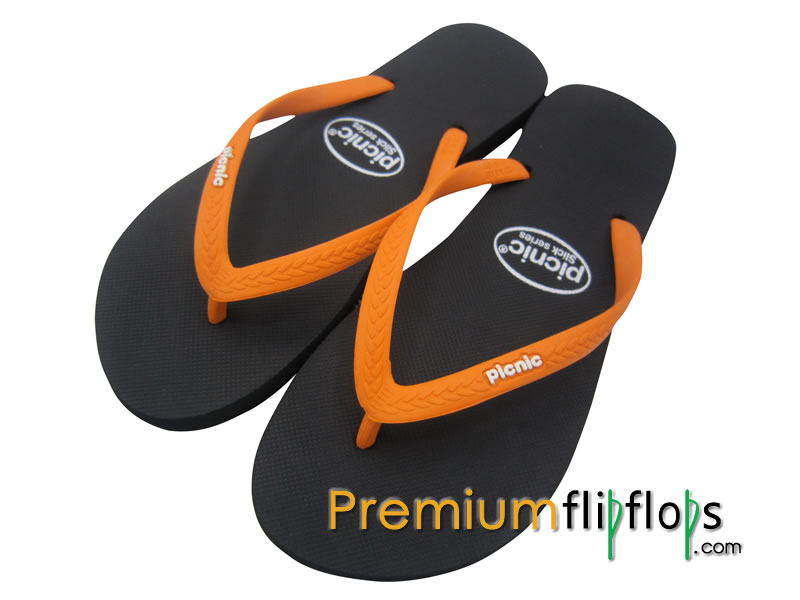 Bold Black Picnic Slick Series Flip-flops Slim Carrot Orange